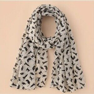 Black Cat print chiffon scarf shawl